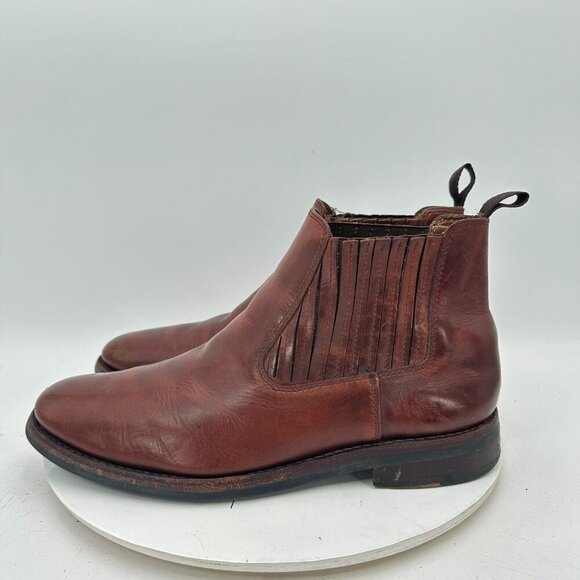 LL.Bean Nature Men Size 11D Dark Brown Leather Pull On Ankle Chelsea Boot - Picture 1 of 11